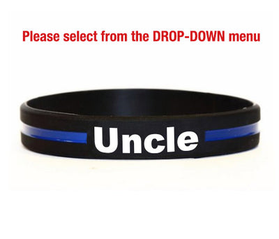 Thin Blue Line Silicone Relatives and Friend Bracelets for Aunt, Uncle, Niece, Nephew and Friend