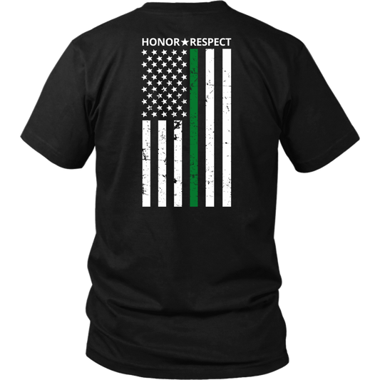 THIN GREEN LINE FLAG HONOR RESPECT SHIRTS AND HOODIES - Back design