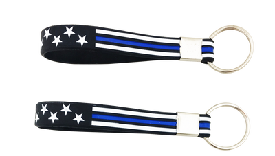 Thin Blue Line American Flag Silicone Keychain