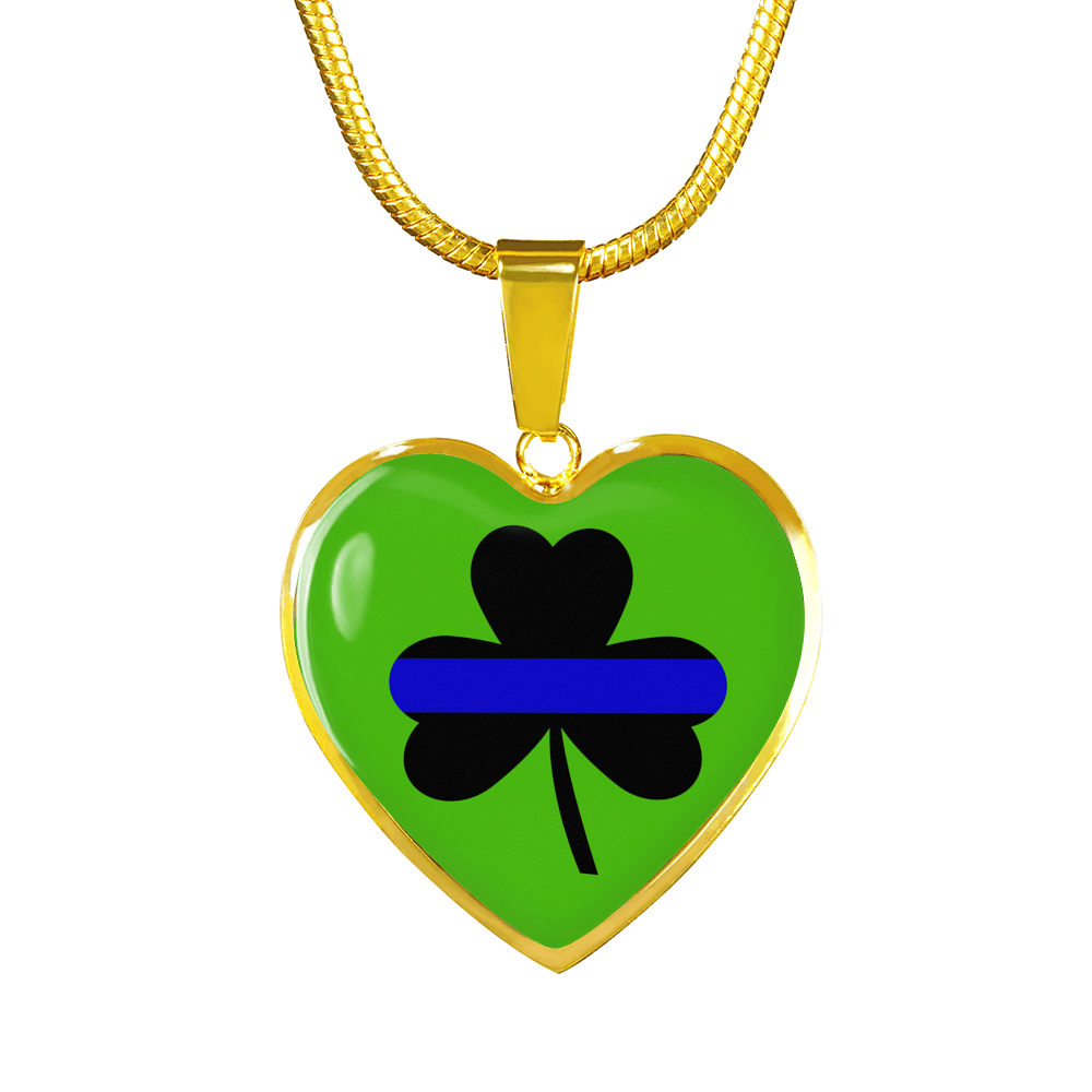 Saint Patrick's Day Shamrock Thin Blue Line Heart Luxury Necklace or Bangle
