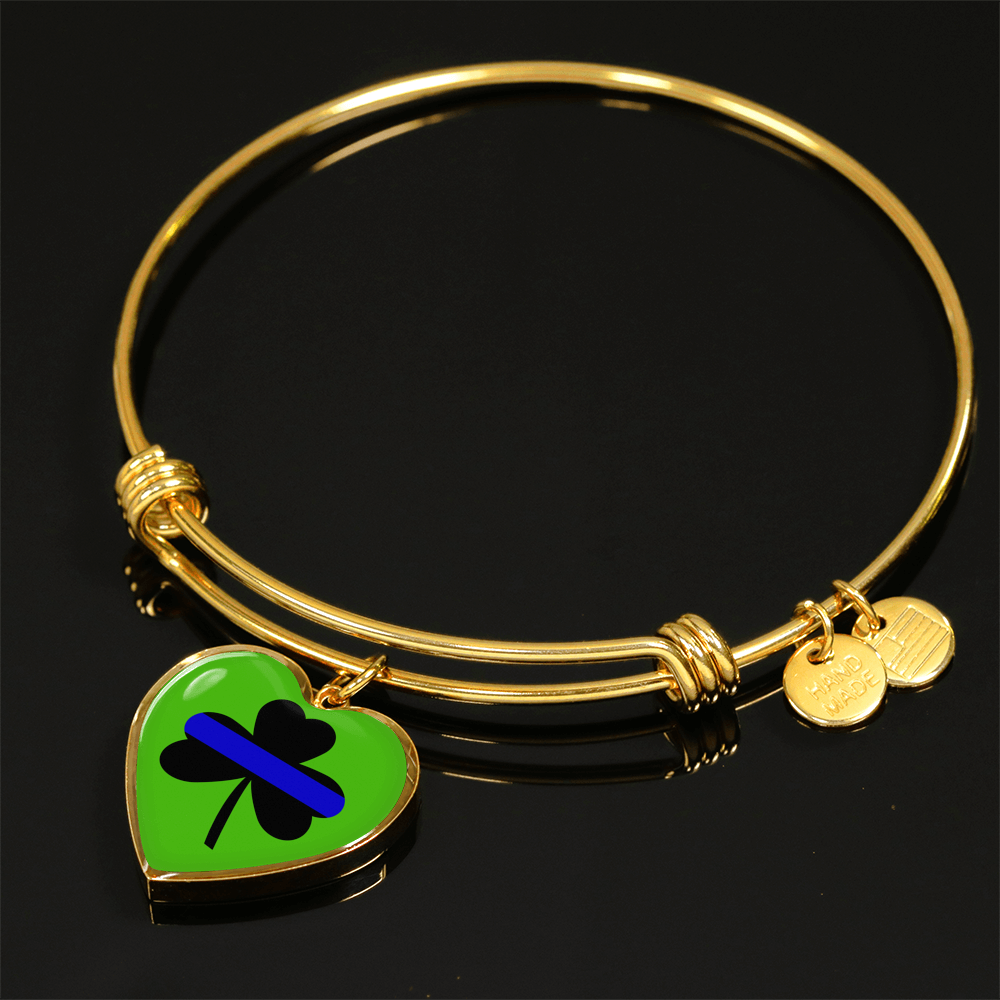 Saint Patrick's Day Shamrock Thin Blue Line Heart Luxury Necklace or Bangle