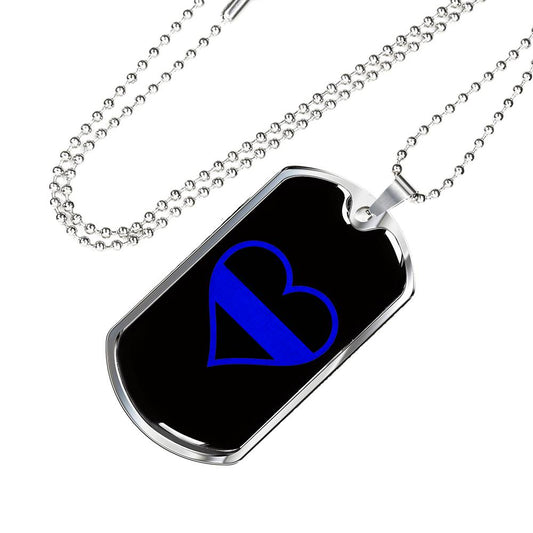 Thin Blue Line Heart Dog Tag