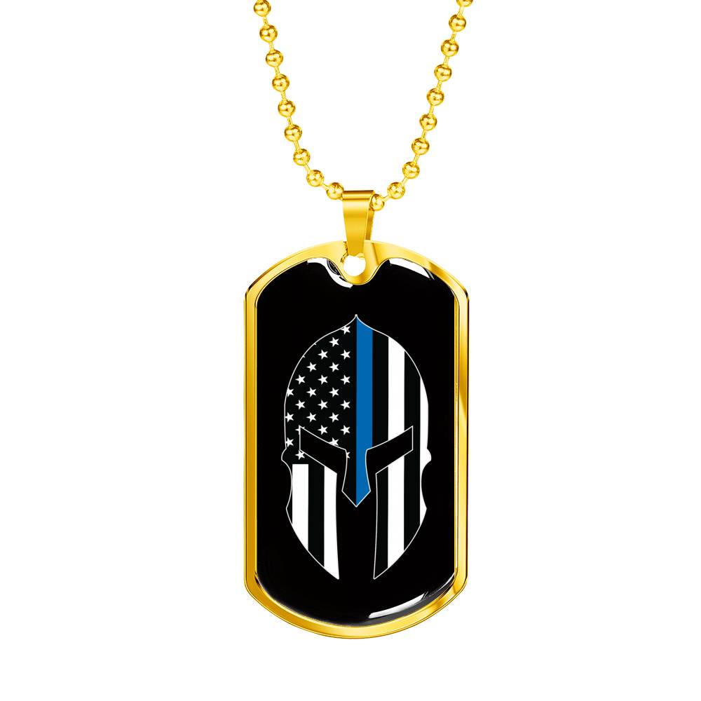 Thin Blue Line Spartan Dog Tag