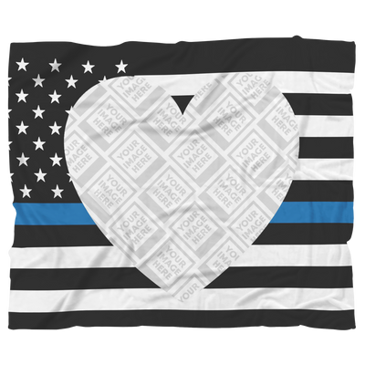 THIN BLUE LINE Heart Flag Personalized Blanket FRAME
