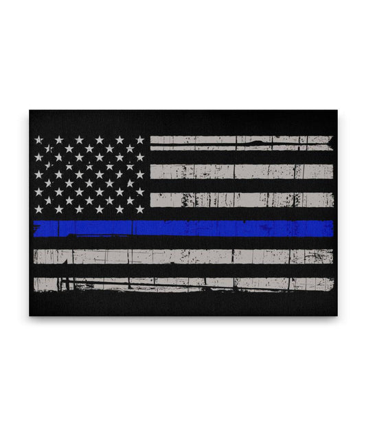 Thin Blue Line Flag Wall Canvas