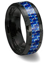 Brand New Edition*** Gorgeous Black and Blue 8mm Tungsten Carbon Fiber Ring