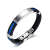 Thin Blue Line Silicone Bracelet with Running Stainless Steel Clasp