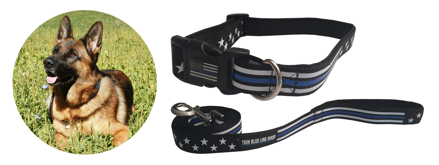 FREE Matching Stars and Stripes Thin Blue Line Dog Collar and