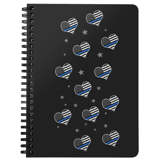 Thin Blue Line Flags Hearts Spiralbound Notebook Journal