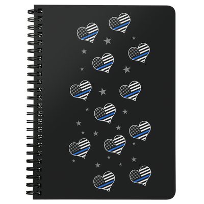 Thin Blue Line Flags Hearts Spiralbound Notebook Journal