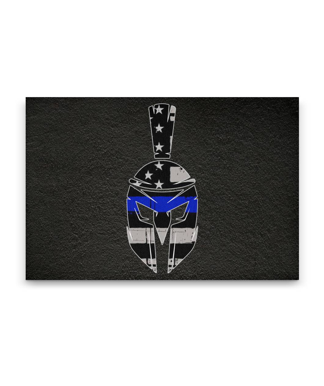 Spartan Thin Blue Line Flag Canvas Wall