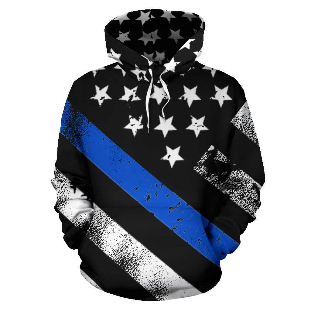 Thin Blue Line Stars & Stripes All Over Print Hoodie - Thin Blue Line Shop