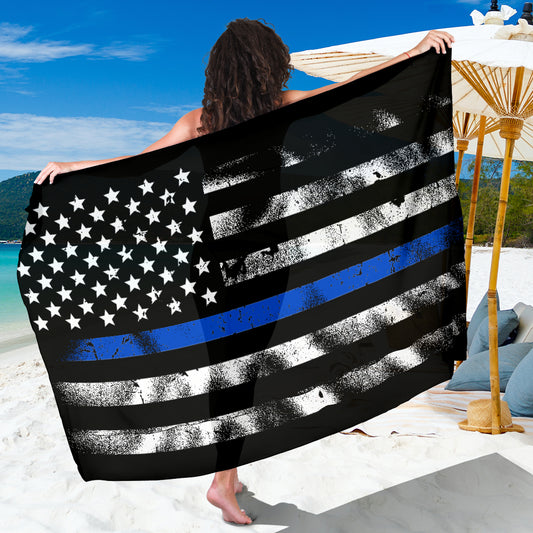 Thin Blue Line American Flag Sarong