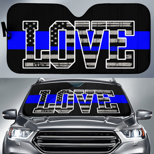 Love Thin Blue Line Flag Vehicle Car Shade