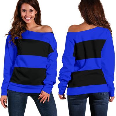 Black and Blue Women's Off Shoulder Sweater