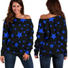 Blue Stars Women's Off Shoulder Sweater