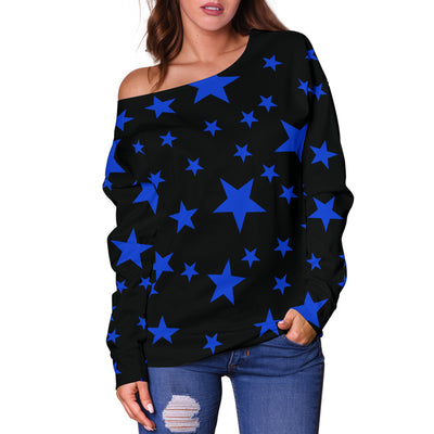Blue Stars Women's Off Shoulder Sweater