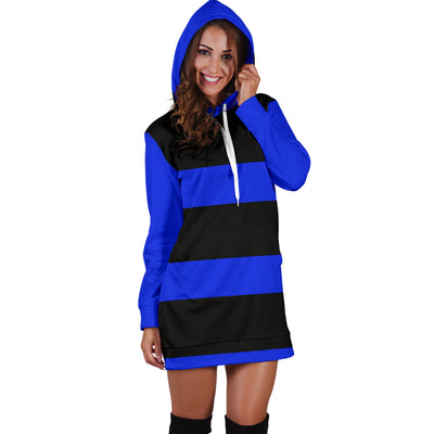 Black and Blue Hoodie Dress
