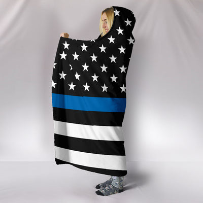 Thin Blue Line Flag Hooded Blanket