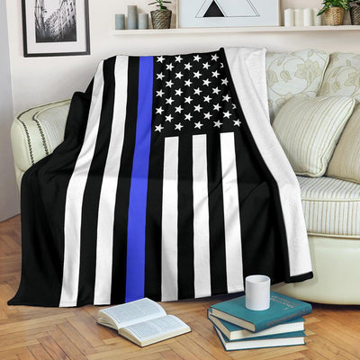 Thin Blue Line American Flag Blanket