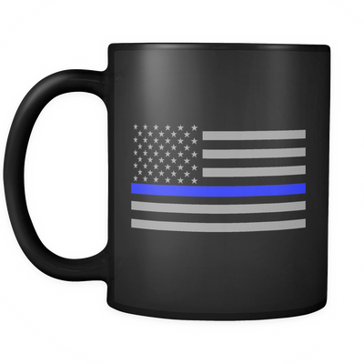 Police officer travel mug Blue lives matter - thin blue line flag