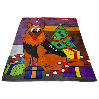 Police Dog Christmas Blanket