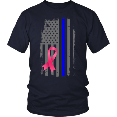 Breast Cancer Awareness Thin Blue Line Flag Shirt
