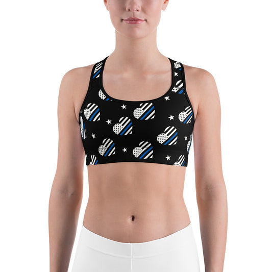 Thin Blue Line Heart Sports Bra