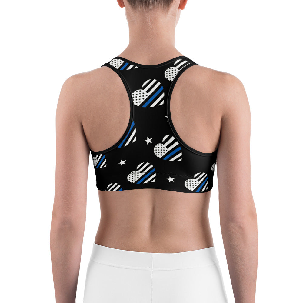 Thin Blue Line Heart Sports Bra