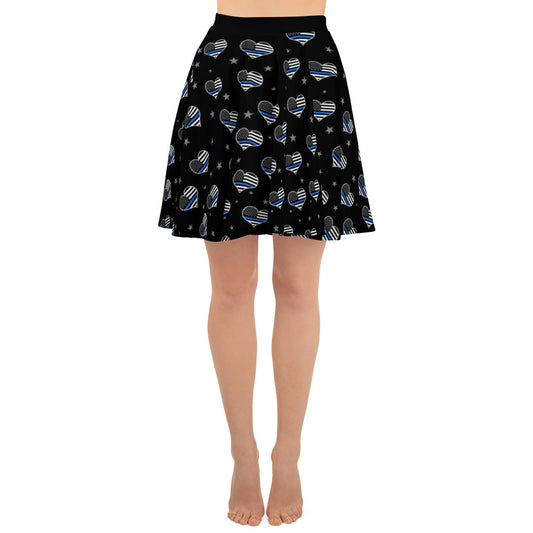 Thin Blue Line Hearts Skater Skirt
