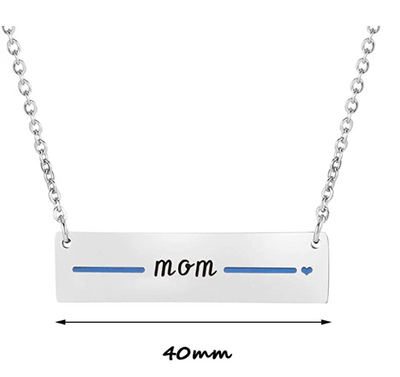 Thin Blue Line Bar Necklace - MOM