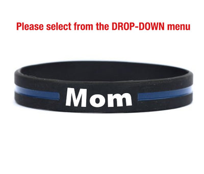 Thin blue line bracelets for mom, dad, wife, husband, son, daughter, brother, sister, grandpa, grandma, girlfriend, cousin –get the family pack & save