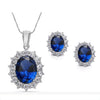 Luxury Blue Stud Crystal Necklace and Earrings Set