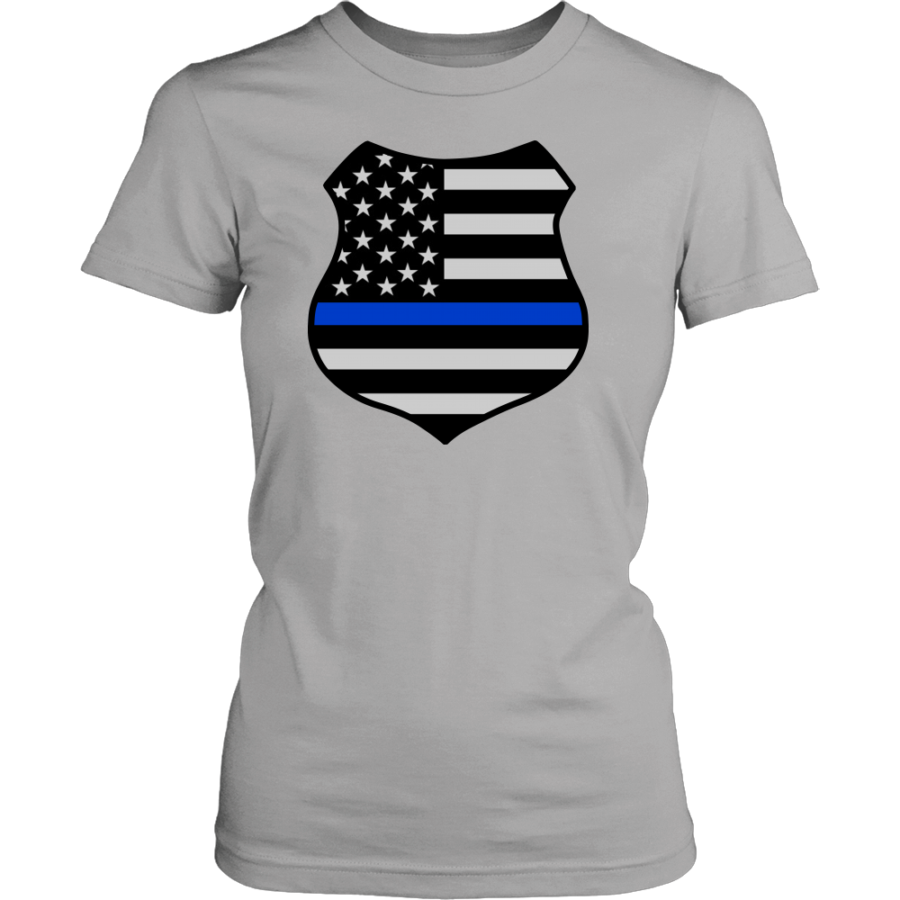 Thin Blue Line American Flag Shield Shirts and Hoodies
