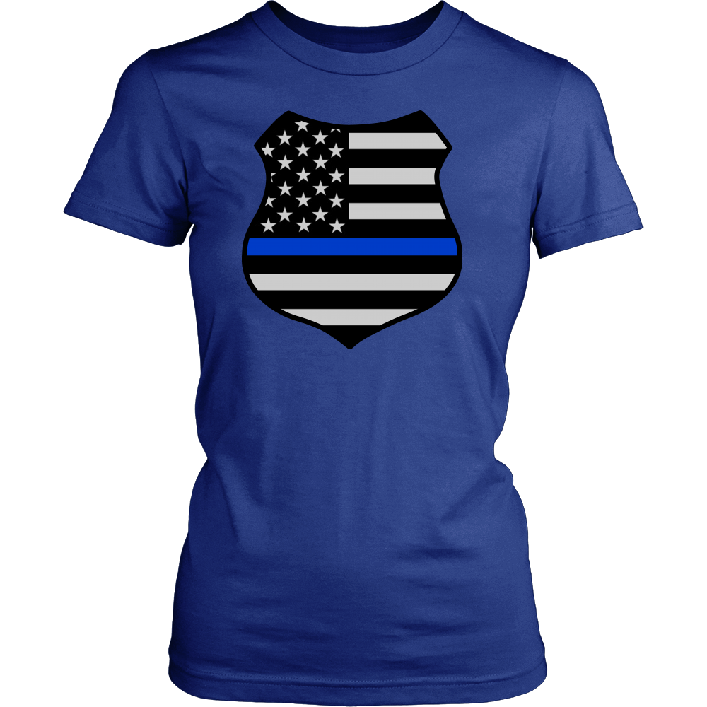 Thin Blue Line American Flag Shield Shirts and Hoodies