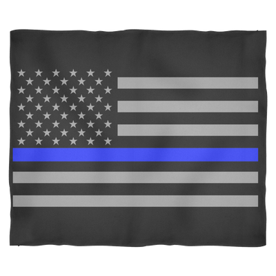 Police Officer Thin Blue Line American Flag Fleece Blanket