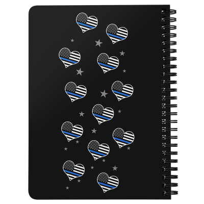 Thin Blue Line Flags Hearts Spiralbound Notebook Journal