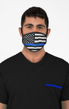 American Flag Thin Blue Line Face Mask with BONUS 2 x PM 2.5 Filters