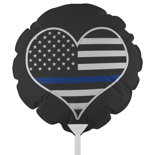 Thin Blue Line Heart American Flag Balloon
