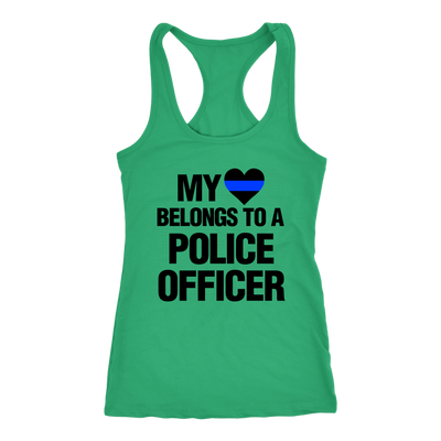 Women's My Heart Belongs To A Police Officer Tank Tops