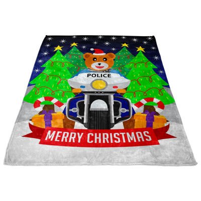 Police Bike Christmas Blanket