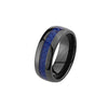 Blue Line Tungsten Carbide Police / Leo Ring 8mm Round Edge Comfort Fit Ring