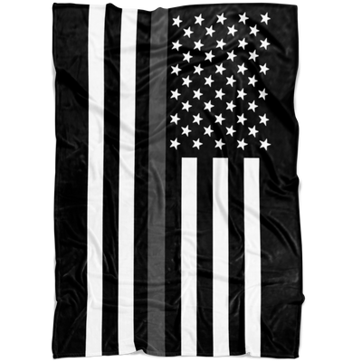 Correction Officer Thin Silver Line American Flag Fleece Blanket