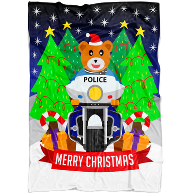 Police Bike Christmas Blanket
