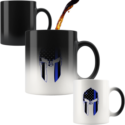 Thin Blue Line Spartan Color Changing Mug