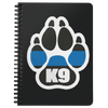 K9 Paw Thin Blue Line Spiralbound Notebook Journal